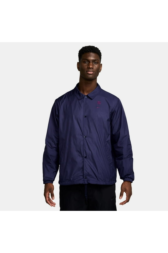 Men's Nike Navy Barcelona Club Coaches Full-Snap Jacket