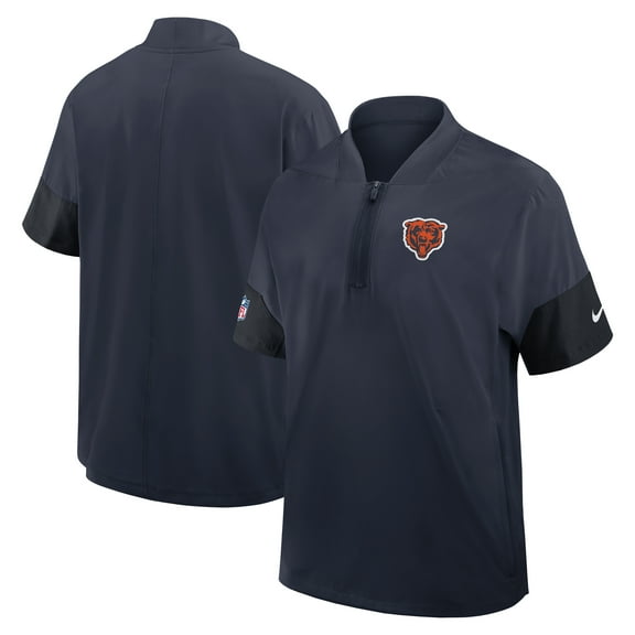 Men's Nike Navy Chicago Bears Sideline Short Sleeve Quarter-Zip Dri-FIT Coach Jacket