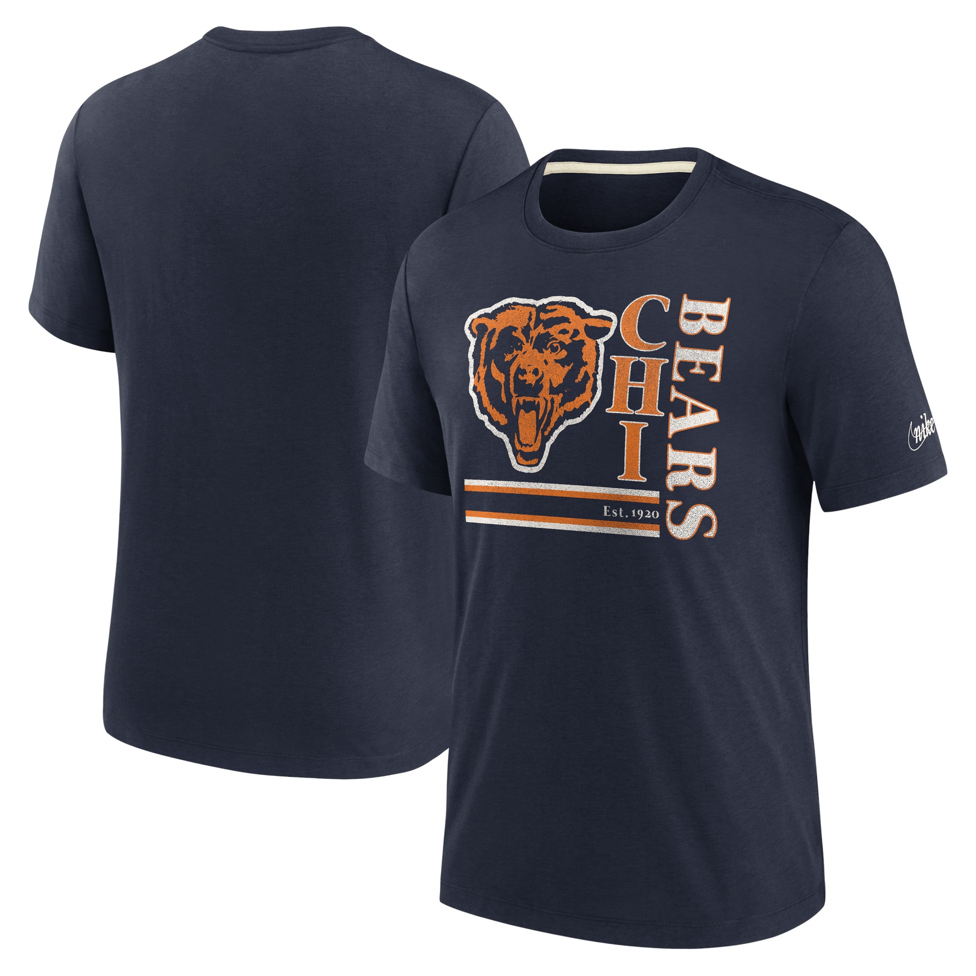 Men s Nike Navy Chicago Bears Wordmark Logo Tri Blend T Shirt Walmart