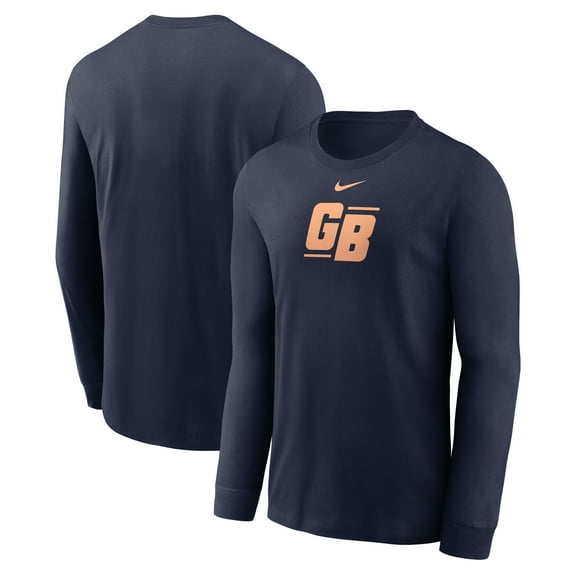 Men's Nike Navy Green Bay Packers Essential Long-Sleeve T-Shirt