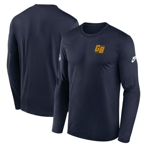 Men's Nike Navy Green Bay Packers Legend Small Logo Dri-FIT Long Sleeve T-Shirt