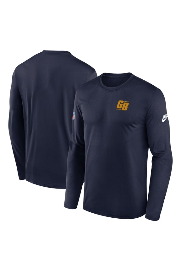 Men's Nike Navy Green Bay Packers Legend Small Logo Dri-FIT Long Sleeve T-Shirt