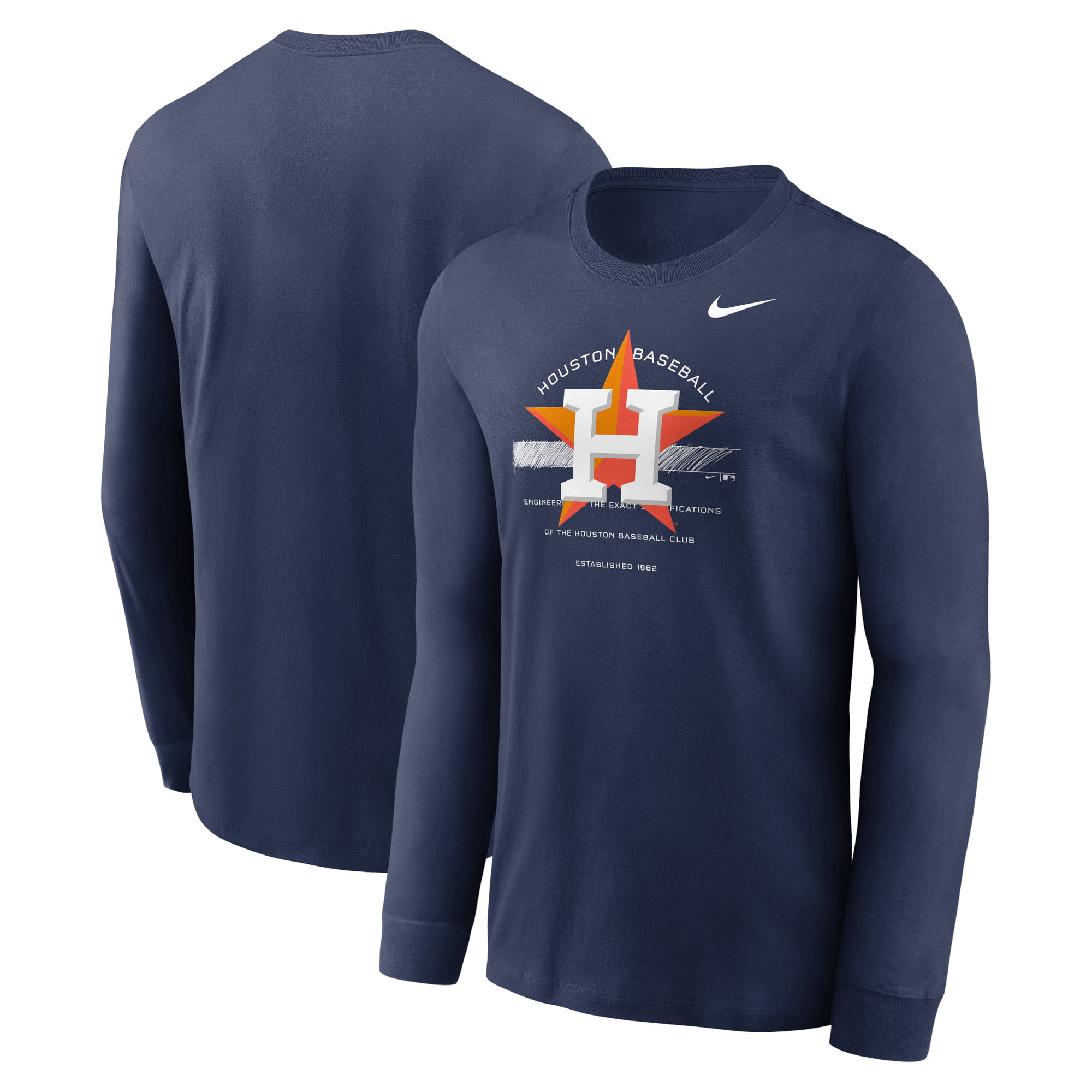 Men's Nike Navy Houston Astros Over Arch Performance Long Sleeve T-Shirt 