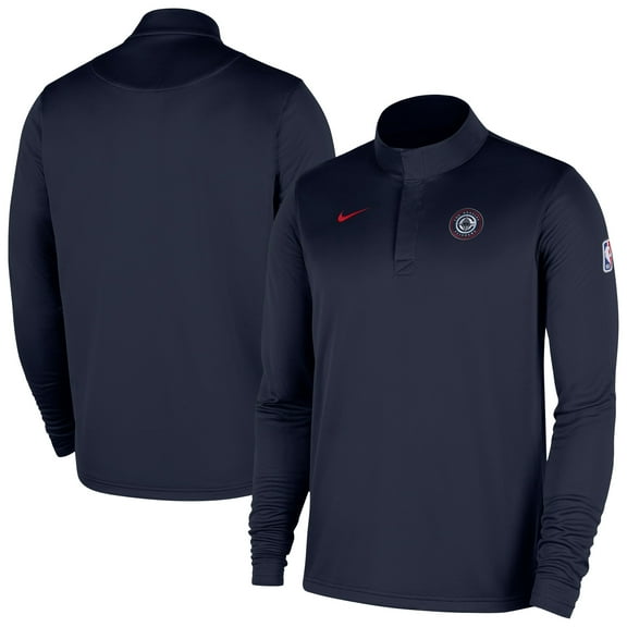 Men's Nike Navy LA Clippers 2025/26 Authentic Coaches Quarter-Zip Dri-Fit Top
