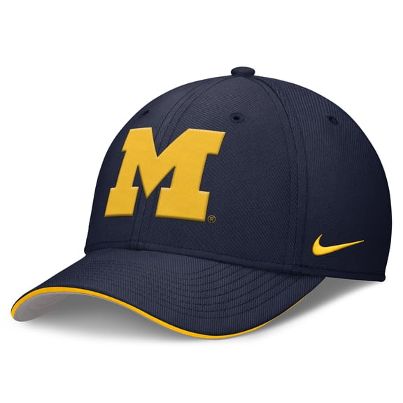 Men's Nike Navy Michigan Wolverines 2026 Dugout Coaches Dri-FIT Rise Swoosh Flex Hat