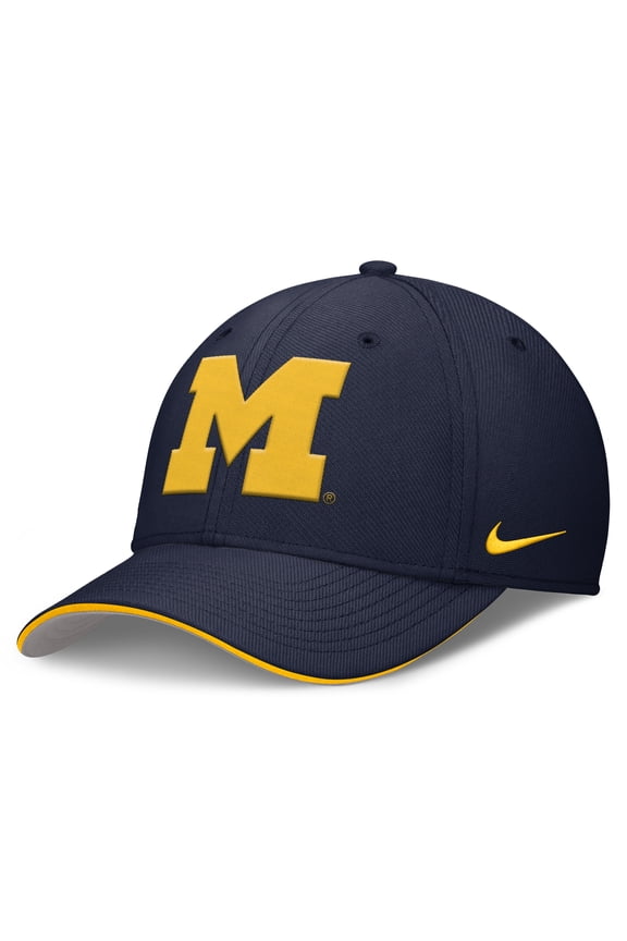 Men's Nike Navy Michigan Wolverines 2026 Dugout Coaches Dri-FIT Rise Swoosh Flex Hat