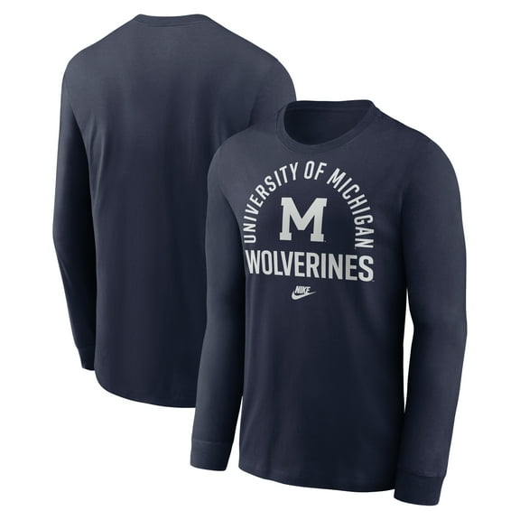 Men's Nike Navy Michigan Wolverines Legacy Arched Logo Long Sleeve T-Shirt