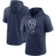 thumbnail image 1 of Men's Nike Navy Milwaukee Brewers Lockup Performance Short Sleeve Lightweight Hooded Top, 1 of 3