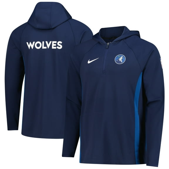 Men's Nike  Navy Minnesota Timberwolves Authentic On Court Zone Quarter-Zip Dri-FIT Hoodie Jacket