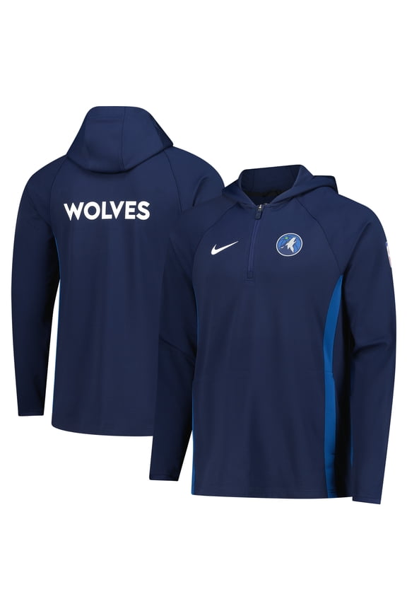 Men's Nike Navy Minnesota Timberwolves Authentic On Court Zone Quarter-Zip Dri-FIT Hoodie Jacket