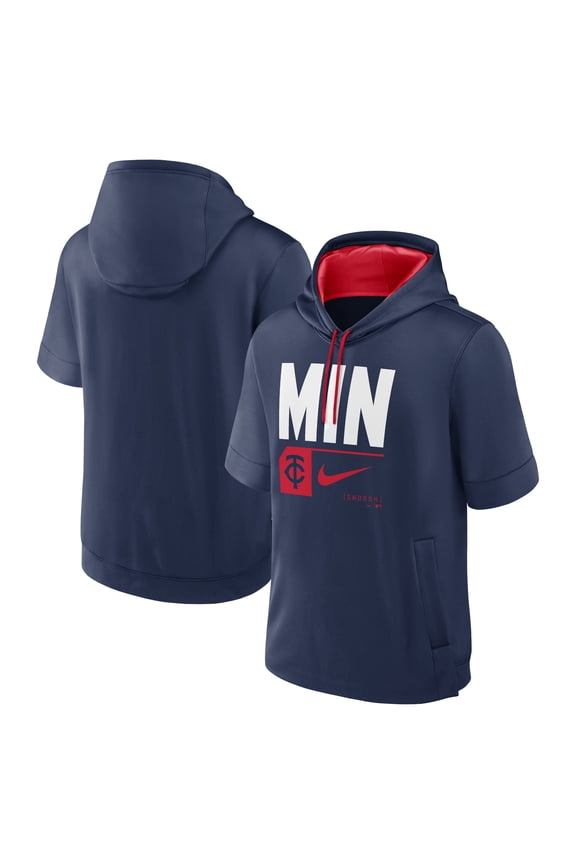 Men's Nike Navy Minnesota Twins Tri Code Lockup Short Sleeve Pullover Hoodie