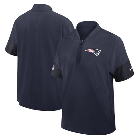 Men's Nike Navy New England Patriots Sideline Short Sleeve Quarter-Zip Dri-FIT Coach Jacket