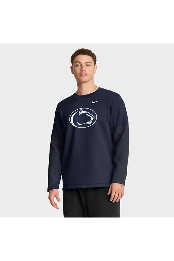 Men's Nike Navy Penn State Nittany Lions 2025 Sideline Coach Therma-FIT Long Sleeve T-Shirt