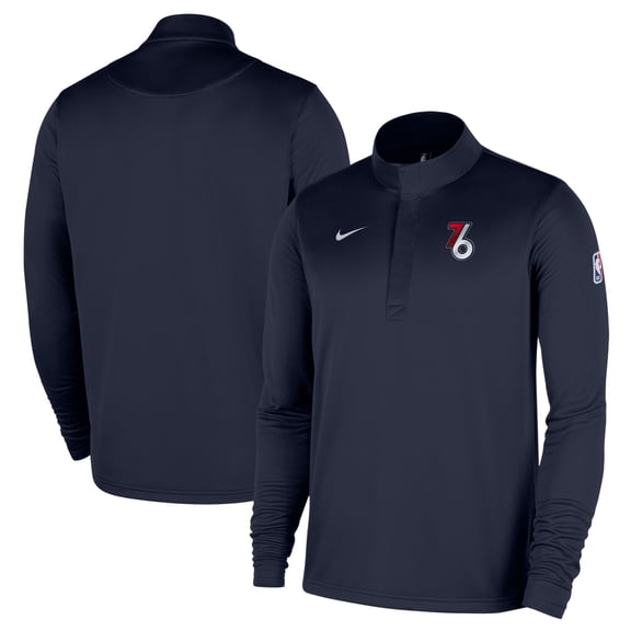 Men's Nike Navy Philadelphia 76ers 2025/26 City Edition Remix Authentic Coaches Dri-FIT Half-Zip Pullover