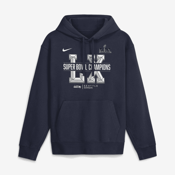 Men's Nike College Navy Seattle Seahawks Super Bowl LX Champions Sacrifice Hoodie