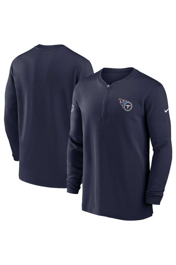 Men's Nike Navy Tennessee Titans 2023 Sideline Performance Long Sleeve Tri-Blend Quarter-Zip Top