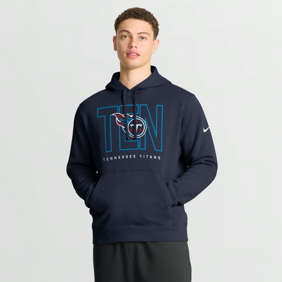 Men's Nike Navy Tennessee Titans Busted Play Club Fleece Pullover Hoodie