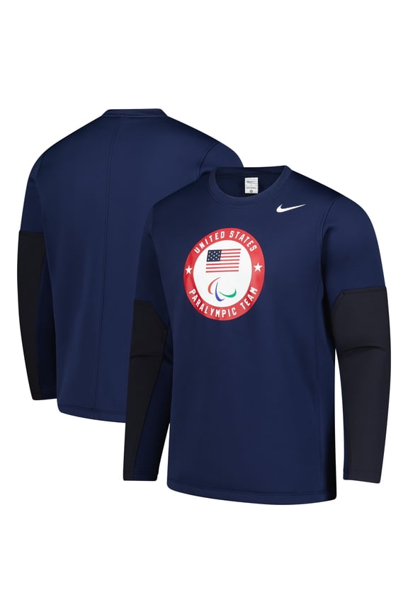 Men's Nike  Navy U.S. Paralympics Coaches Long Sleeve Therma-FIT Top