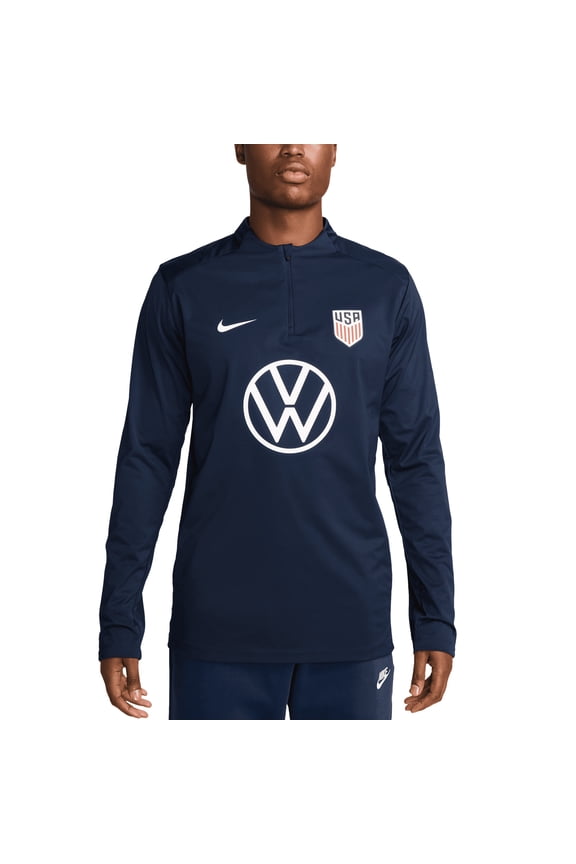 Men's Nike  Navy USMNT 2024 Strike Drill Performance Quarter-Zip Pullover Top