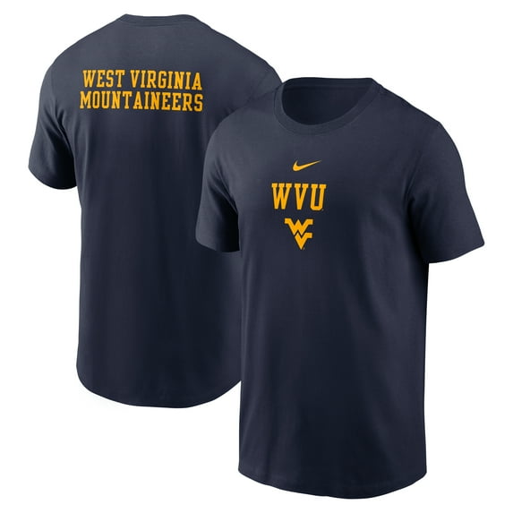 Men's Nike Navy West Virginia Mountaineers 2-Hit Stacked T-Shirt