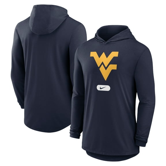 Men's Nike Navy West Virginia Mountaineers Primetime Tri-Blend Dri-FIT Long Sleeve Hoodie T-Shirt