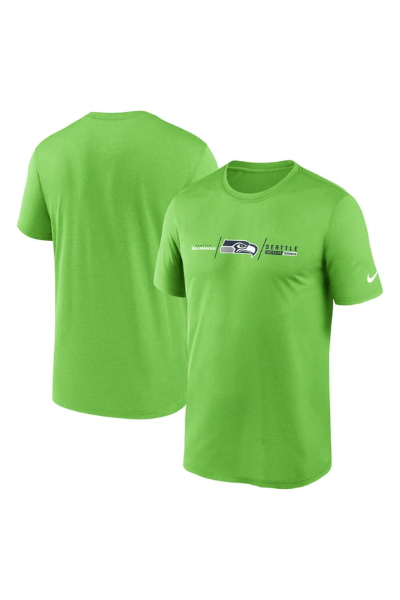 Men's Nike Neon Green Seattle Seahawks Horizontal Lockup Legend Performance T-Shirt