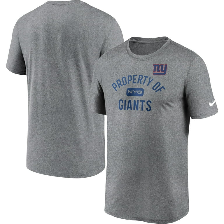 Men s Nike New York Giants Heather Charcoal Property Of Legend Performance T Shirt Walmart