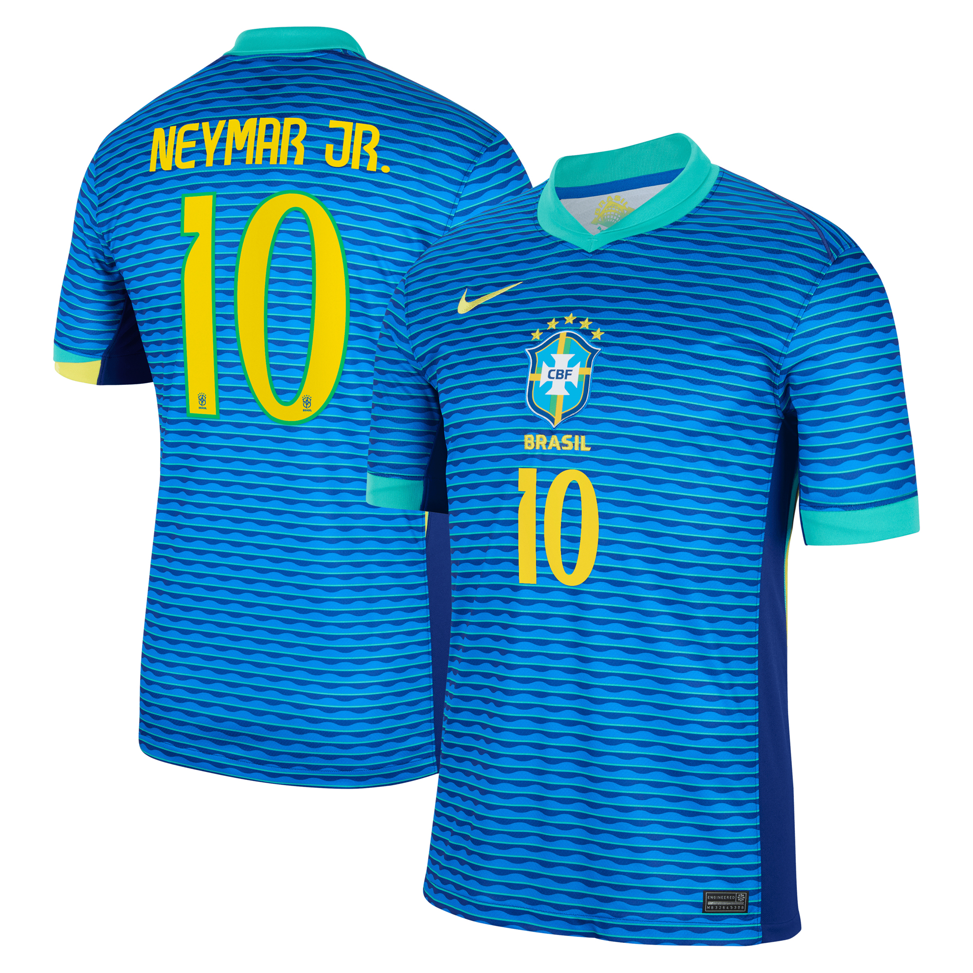 Men s Nike Neymar Jr Blue Brazil National Team 2024 Away Stadium 
