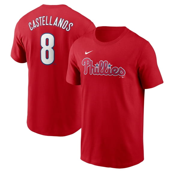 Men's Nike Nick Castellanos Red Philadelphia Phillies Fuse Name & Number T-Shirt