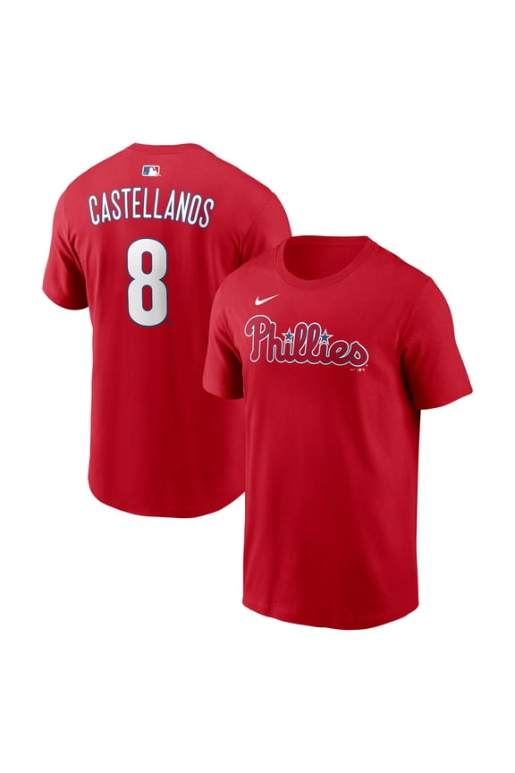 Men's Nike Nick Castellanos Red Philadelphia Phillies Name & Number T-Shirt