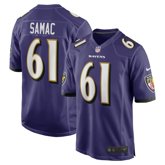 Men's Nike Nick Samac Purple Baltimore Ravens Team Game Jersey