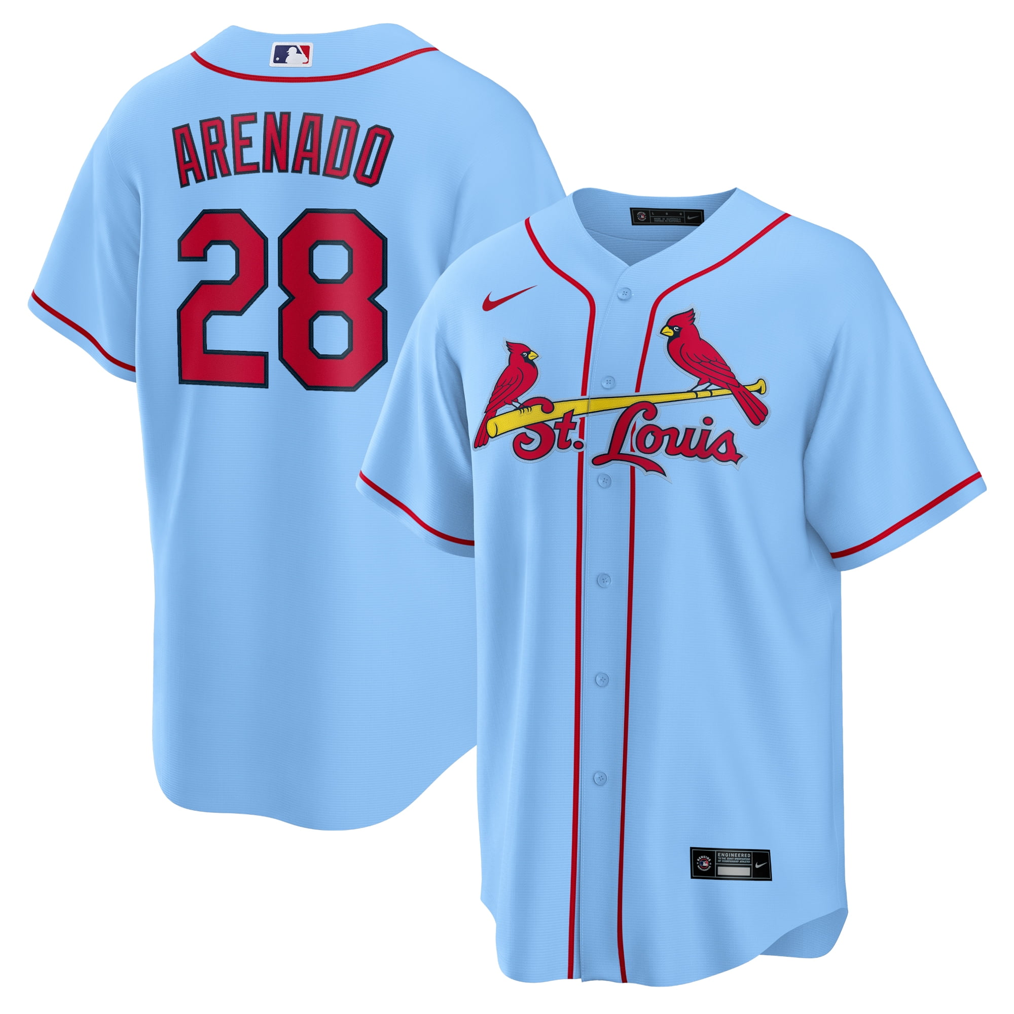 Nolan Arenado St. Louis Cardinals Autographed Deluxe Framed Nike Light Blue  Authentic Jersey