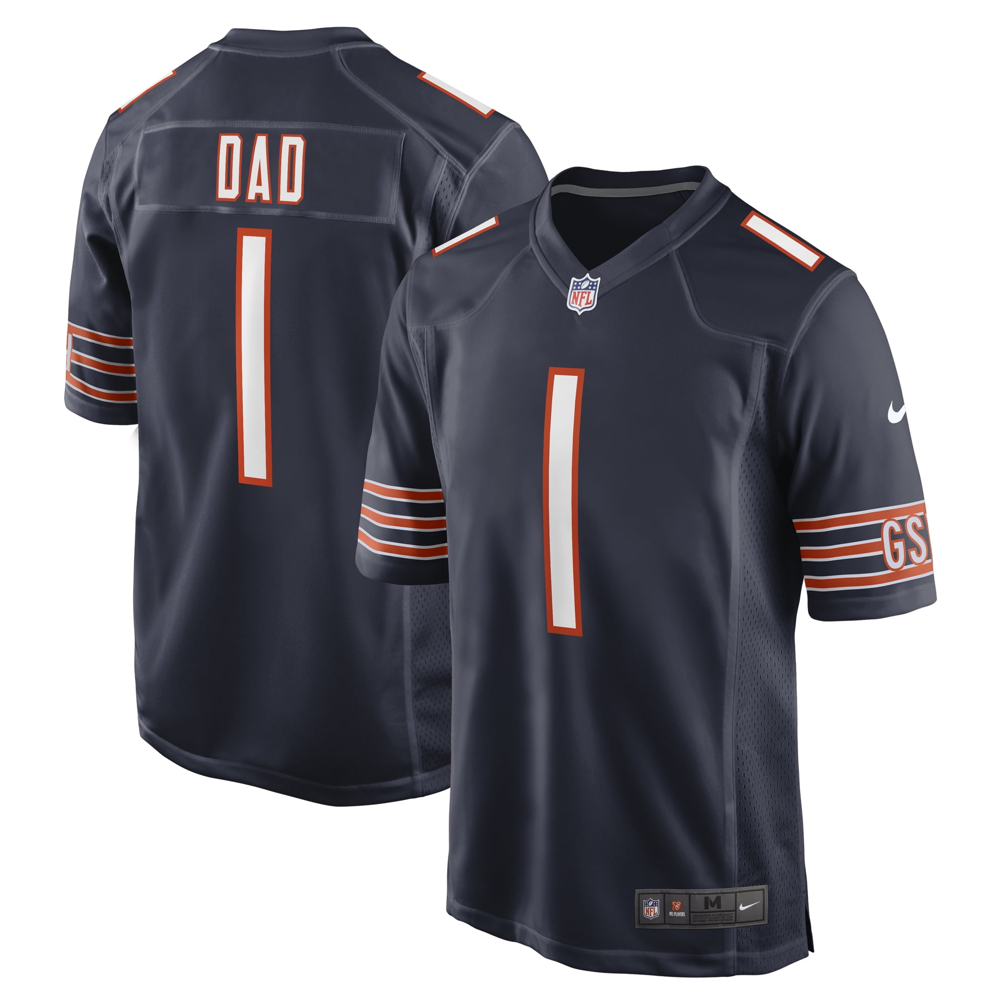 Men s Nike Number 1 Dad Navy Chicago Bears Game Jersey Walmart