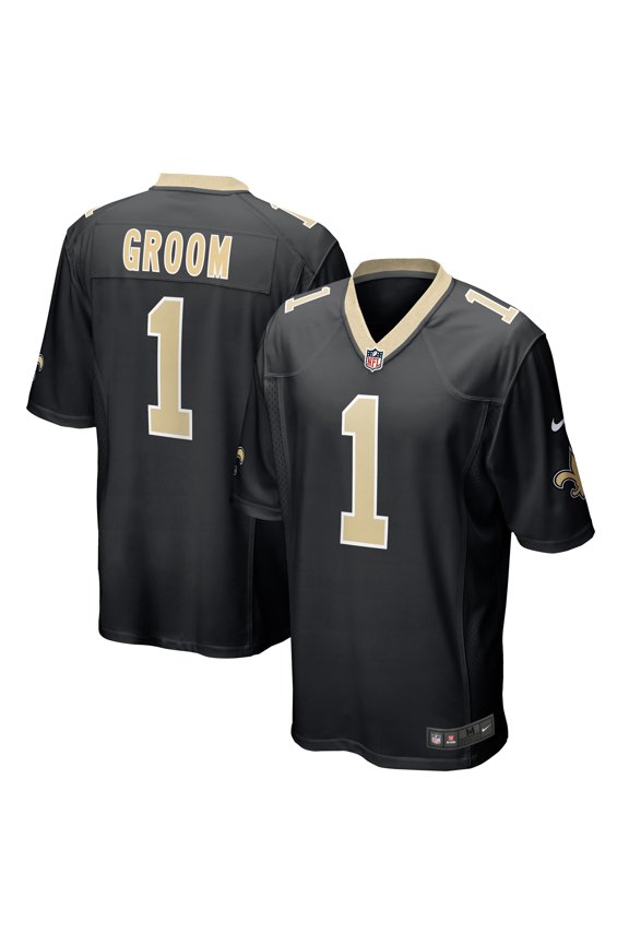 Men's Nike Number 1 Groom Black New Orleans Saints Game Jersey