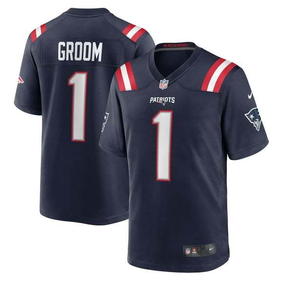 Men's Nike Number 1 Groom Navy New England Patriots Game Jersey