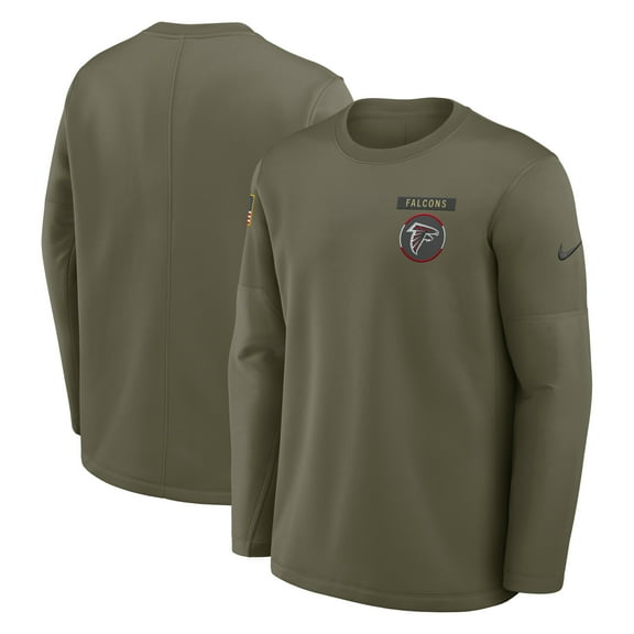 Men's Nike Olive Atlanta Falcons 2025 Salute to Service Sideline Coaches Therma-FIT Long Sleeve Shirt