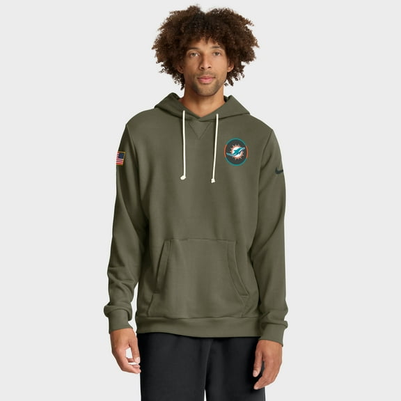 Men's Nike Olive Miami Dolphins Big & Tall 2025 Salute to Service Sideline Dominant Force Dri-FIT Hoodie
