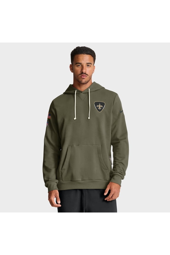 Men's Nike Olive New Orleans Saints 2025 Salute to Service Sideline Standard Issue Dri-FIT Hoodie