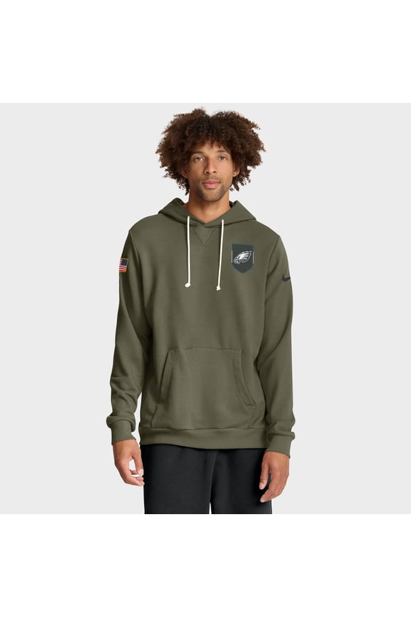 Men's Nike Olive Philadelphia Eagles 2025 Salute to Service Sideline Standard Issue Dri-FIT Hoodie