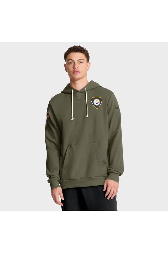 Men's Nike Olive Pittsburgh Steelers 2025 Salute to Service Sideline Standard Issue Dri-FIT Hoodie