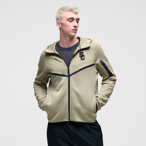 Men's Nike Olive USC Trojans Tech Fleece Full-Zip Windrunner Hoodie