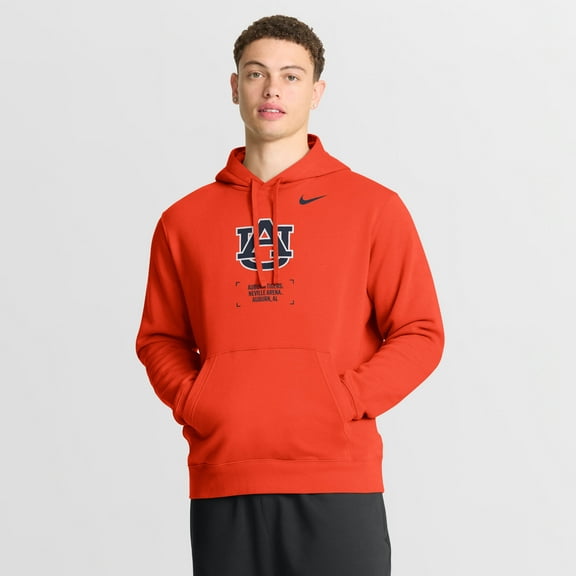 Men's Nike Orange Auburn Tigers Basketball Two-Hit Club Fleece Pullover Hoodie