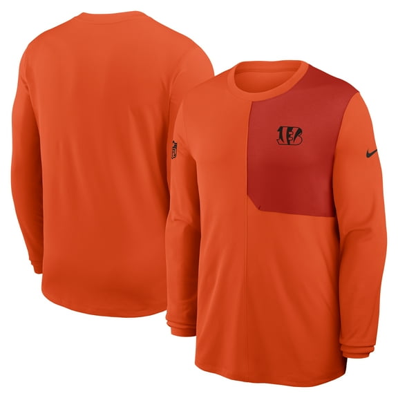 Men's Nike Orange Cincinnati Bengals Sideline Coach UV Dri-FIT Long Sleeve Shirt