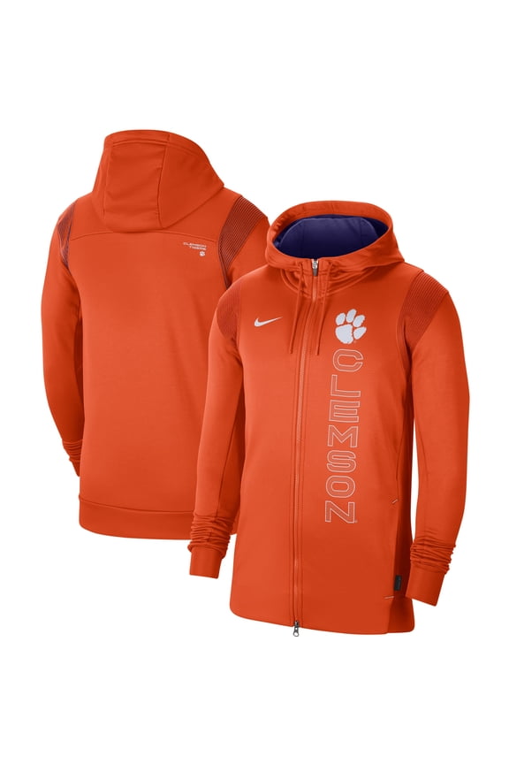 Men's Nike Orange Clemson Tigers 2021 Sideline Performance Full-Zip Hoodie