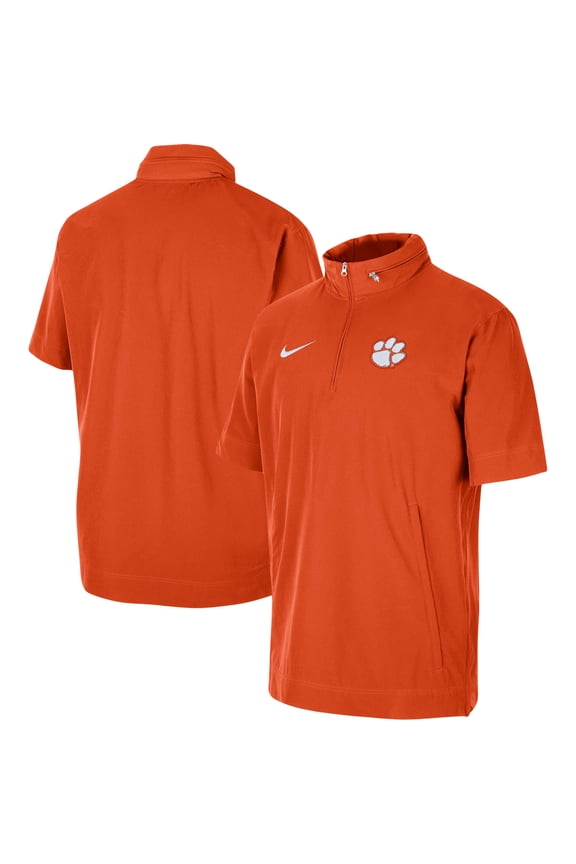 Men's Nike Orange Clemson Tigers Coaches Half-Zip Short Sleeve Jacket