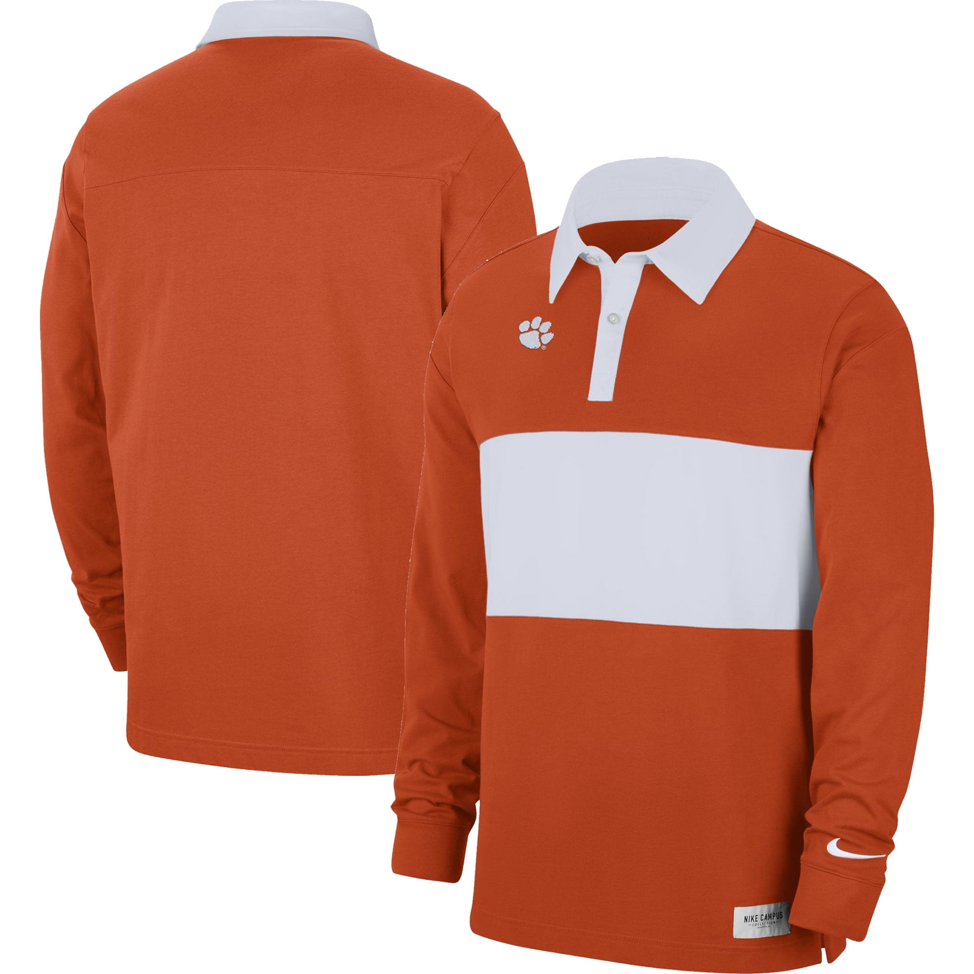 Men s Nike Orange Clemson Tigers Striped Long Sleeve Polo Walmart