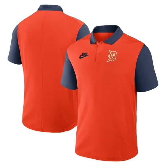 Men's Nike Orange/Navy Detroit Tigers Cooperstown Collection Color-Block Victory Dri-FIT Polo