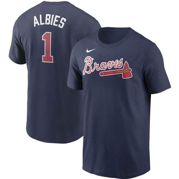 Men's Nike Ozzie Albies Navy Atlanta Braves Fuse Name & Number T-Shirt