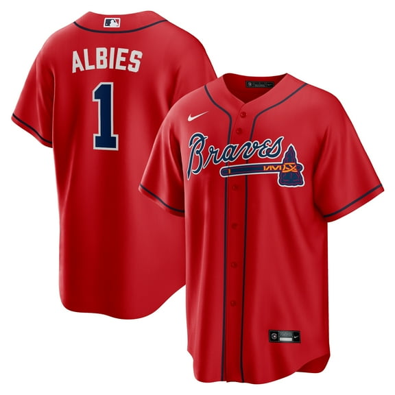 Men's Nike Ozzie Albies Red Atlanta Braves Alternate 2 Replica Jersey