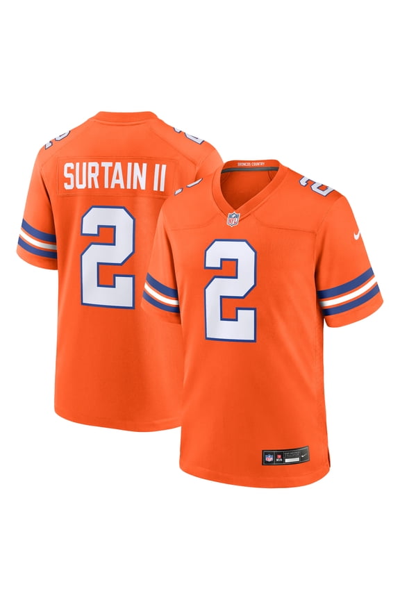 Men's Nike Patrick Surtain II Orange Denver Broncos Mile High Collection 1977 Throwback Player Game Jersey